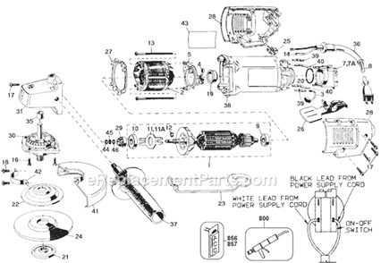 Page A Diagram and Parts List for 4247 Type 100 Black and Decker Angle Grinder